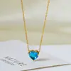 Accesorios de Collar de Zirconia con Forma de Corazón de Acero de Titanio para la Costa, Cadena para Clavícula de Acero Inoxidable de Alta Gama para Mujer, Lujo Ligero, No se Desvanece