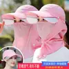 Sombrero con Visera Retráctil para Protección Solar para Mujeres, Protección UV de Verano, Transpirable, Máscara de Protección Solar Integrada para Cara y Cuello Completo