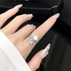 Anel aberto de zircônia rosa com diamante completo, luz, luxo, alta qualidade, estilo frio, estilo coreano, anel de dedo indicador francês