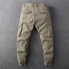 Pantalones de trabajo ligeros para hombre, corte slim retro, con puño, multibolsillos, pantalones largos casuales, pantalones deportivos de pierna estrecha para correr, tendencia, secado rápido