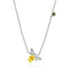 Estilo europeo y americano joyería color plata citrino natural peridoto micro incrustación collar de abeja lindo collar con colgante de abeja