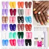 Caixa com Conjunto de Adesivos para Unhas Coloridos Sólidos de Média e Curta Duração, Franceses Foscos com Glitter, Pontas de Unha de Alta Qualidade Desgastáveis