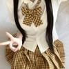 Conjunto de Três Peças de Camisa de Cintura Alta para o Colégio Fog Pool Jk Uniforme Saia Xadrez Feminina Sexy Pura Desejo Aparência Emagrecedora Material Escolar Verão