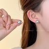 Xi Gu E2317 S999 Plata Cuadrado Pequeño Perla de Azúcar Pendientes Mostrar Tobillo Blanco Cuadrado Rojo Lujo Ligero Premium Pendientes