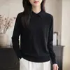 Elegante suéter de punto gris de corte holgado con cuello adornado con pedrería para mujer, camiseta base de punto fino y delgado, nuevo estilo otoño/invierno