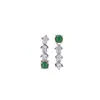 Brincos Assimétricos em Prata de Lei S925 Yiluyin com Jade Água Azul e Jade Verde, Apresentando um Design Prateado Levemente Luxuoso e Moderno