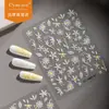 Mar cian nuevos pegatinas de arte para uñas estilo fresco pequeño pegatinas plateadas con flores en relieve accesorios de arte para uñas para niñas en stock