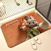 Capacho de Entrada Zootopia para Uso Doméstico, Capacho de Diatomito Absorvente de Água e Secagem Rápida Desenho Animado