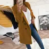 2026 Nuevo Estilo Europeo y Americano Amazon Wish Color Sólido Solapa Longitud Media Botones Abrigo de Lana para Mujeres Elegantes que Van al Trabajo
