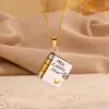 Collar de Acero de Titanio, Popular en Europa y América, Collar con Forma de Libro de Carta de Amor Grabada, Collar con Forma de Sobre de Carta de Amor Abrible, Cadena para Clavícula