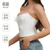 Nuevo Corsé de Corte Fruncido Soporte de Pecho Ropa Moldeadora de Cuerpo Control de Abdomen Correa de Sujeción Ajustada Corsé Sujetador Acanalado Faja