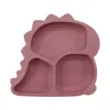 Conjunto de Jantar de Silicone de Dinossauro para Bebê com Quatro Peças Venda Direta do Fabricante Babador de Silicone Talheres com Colher e Garfo de Silicone