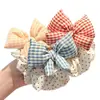 Elástico de cabelo para meninas com laço e bolinhas, scrunchie para crianças, faixa de cabelo elástica que não danifica o cabelo, acessório de cabelo para coque