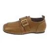 Hebilla 2026 Otoño Nuevos Mocasines Mujer Suela Suave No Cansan Zapatos de Cuero Estilo Británico Pies Pequeños Slip-on Piel Sintética