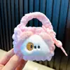 Mini Porta-Moedas de Tricô de Lã, Pingente de Pelúcia de Cachorrinho Cartoon, Bolsa Portátil para Armazenamento de Fio de Fone de Ouvido, Pequeno Presente