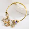 Pulsera Colgante Ojo de Diablo Moda Europea y Americana Celebridad de Internet Aleación Diamante con Goteo de Aceite Estrella Trébol de Cuatro Hojas Pulsera