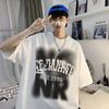220g pesado marca de moda americana solta curto- manga comprida t- shirt t873