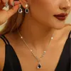 Estilo Europeo y Americano Nuevo Sencillo Blanco Rosa Negro Circonita Conjunto de Collar y Pendientes para Mujer Venta Caliente Transfronteriza Amazon