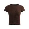 2374- Moda Estilo Europeu Gola Redonda Manga Curta Camiseta Feminina 2026 Primavera Verão Novo Sexy Emagrecedor Camada Base Top