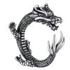 Anillo de Plata Tailandesa Negro con Patrón de Dragón Dominante, Moderno, Retro, Estilo Nacional, Anillo Tótem de Dragón, Diseño de Anillo para Dedo Índice