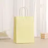 Bolsa de Papel Kraft para Macarons en Stock Bolsa de Regalo Sencilla de un Solo Color Bolsa Tote para Regalo de Dulces de Fiesta Cuerda de Asa del Mismo Color