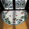 Alfombra de piso semicircular estilo retro americano con diseños de plantas y flores, resistente a la suciedad y al desgaste, felpudo para puerta de entrada, transfronterizo