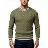 Suéter de punto trenzado estilo retro americano para otoño e invierno transfronterizo, nuevo jersey de punto casual moderno para jóvenes hombres