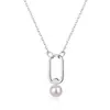 Nuevo Estilo Japonés y Coreano Minimalista Collar de Perlas de Plata de Ley S925 para Mujer, Diseño Único, Colgante que No se Desvanece, Cadena Elegante para Clavícula