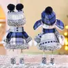 Muñeca de tela azul navideña, Decoración de muñeco de nieve mecedora estilo mediterráneo navideño, Regalo de temporada