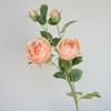 Flor artificial rosa 4 capullos flor de seda europea flor falsa Día de San Valentín boda decoración de boda pared de flores adornos al por mayor