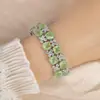Pulsera de Joyería de Piedras de Colores Hip-hop Transfronteriza Europea y Americana Adornos para la Mano Pulsera de Zirconia Esmeralda de Gama Alta para Mujer Venta al por Mayor