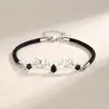 Pulseira de Casal 'Um Cervo Tem Você' para Homens e Mulheres, Par de Pulseiras Trançadas com Galhos de Cervo, Presentes para Relacionamentos à Distância, Pulseiras Casuais e Modernas