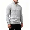 Nuevo suéter de punto trenzado para hombre de cuello alto medio para otoño e invierno, jersey informal, prenda de abrigo de talla grande