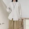 Ropa Retro para Hombre Japonesa Camisa Rayada de Primavera y Otoño Manga Larga Casual Retro Holgada Moderna Camisa Hombres y Mujeres