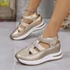 Zapatos de Mujer 2026 Modernos, Sencillos, Ligeros, Transpirables para Uso en Exteriores, Cierre Mágico Transfronterizo, Modelo Nuevo de Verano, Punta Redonda, Elevadores de Altura, Versátiles