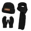 Conjunto de Tres Piezas de Gorro, Guantes y Bufanda de Invierno para Hombres y Mujeres, Gorro de Punto Cálido con Forro de Felpa para Protección de Orejas, Gorro de Lana de Punto Europeo y Americano