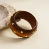 Pulseira de madeira e metal com rebites e estrela do mar, estilo punk europeu e americano, joia feminina vintage de nicho de alta qualidade