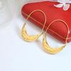 Pendientes Exagerados Retro Griegos con Forma de Barco de Corte de Acero de Titanio Grabado para Mujer Venta al por Mayor Transfronteriza Joyería Original de Nicho No se Desvanecen
