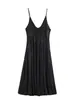 Ropa de Mujer Transfronteriza 2026 Verano Nuevo Producto Estilo Europeo y Americano Sexy Textura de Satén de Seda Vestido de Tirantes Plisado 3067/380
