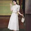 Novo Conjunto de Duas Peças Feminino Verão 2024 Estilo Nacional Retro Chinoiserie Saia Elegante Acessível Sensação de Luxo Irmã Real