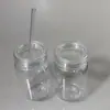 Taza de Plástico Transparente tipo Mason Jar con Popote para Mascotas, Taza de Bebida Fría para Té de Leche y Jugos a la Moda, Logo Personalizable, Taza para Beber con Tapa