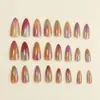 Unhas Usáveis Olho de Gato com Gradiente Arco-Íris Doce Dopamina Estilo Cool de Verão Manicure Longa em Formato de Amêndoa Unhas Postiças Removíveis