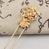 Vintage Cast Copper Color-retaining Lotus Double Straight Hairpin Hairpin Antigo Hanfu Hair Hairpin Hairpin