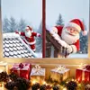 Adesivos Estáticos Divertidos de Natal para Janelas com Padrões do Papai Noel Subindo no Telhado e Cena de Neve de Inverno para Decoração de Janelas de Vidro e Portas de Armário