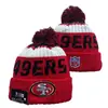 Gorro de Punto Cálido para Otoño e Invierno de la NFL para Hombres y Mujeres con Letras Bordadas de Estilo Pop y Pompón