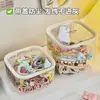 Caixa de armazenamento de acessórios de cabelo infantil de mesa, caixa de joias de grande capacidade com tampa, caixa de armazenamento com grãos fofos para elástico de cabelo, tiara, grampo de cabelo para meninas