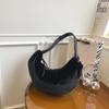 2025 Nuevo Otoño e Invierno Bolso Cruzado Casual Japonés y Coreano Color Caramelo Moda Bolso Dumpling Textura Imitación Minka Bolso de Axila