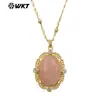 WT-N1474 Collar Colgante de Oro de 18 Quilates con Ojo de Tigre Amatista Natural Gema de Piedra Colorida Incrustado con Zirconia