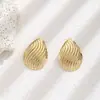 Pendientes Geométricos Redondos de Nicho Personalizados Transfronterizos Europeos y Americanos Nuevo Estilo Metálico Pendientes de Acero Inoxidable Corazón de Gama Alta para Mujer