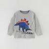 Camiseta de Manga Larga para Niños Otoño 2025 Estampado de Dinosaurios de Dibujos Animados Cuello Redondo Camisa Base Casual para Niños Ropa Infantil